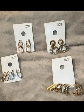 Gold and Pastel Hoop Earring Set - Women Jewelry
